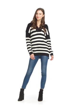ST-15263 - Striped Knit Half Zip Sweater - Colors: As Shown - Available Sizes:S-XL - Catalog Page:18 